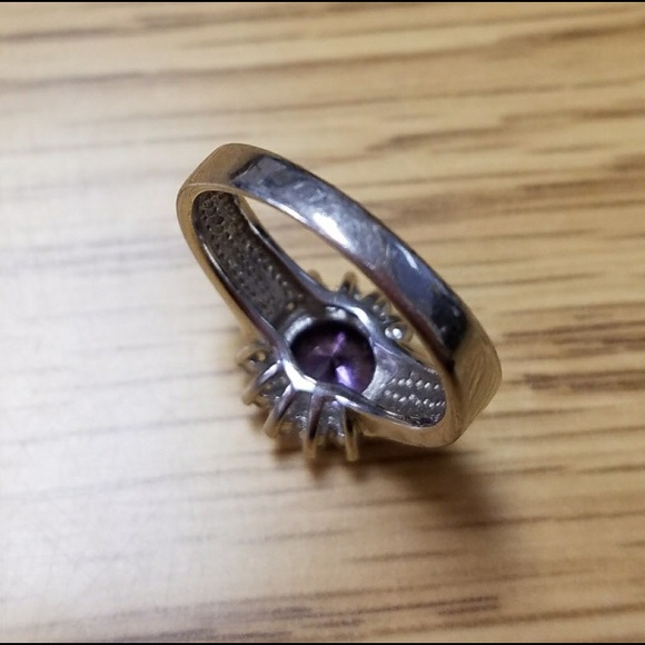 Amethyst Purple Stone & Opal Cocktail Ring with in sterling silver sz 7.5 - Picture 3 of 8